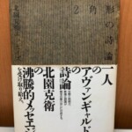 縦縞のカバーに「2角形の詩論 北園克衛エッセイズ」、白い帯に「一人のアヴァンギャルドの詩論」と入った表紙